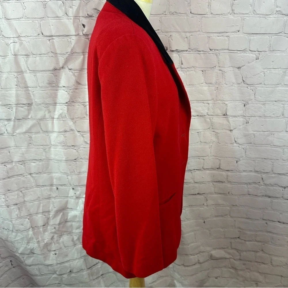 vintage Bloomingdale's red black blazer jacket sz 12 office professional